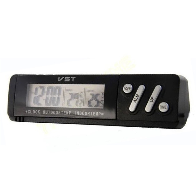 Автомобільний годинник VST 7067 електронний з термометром Black (av167-hbr)