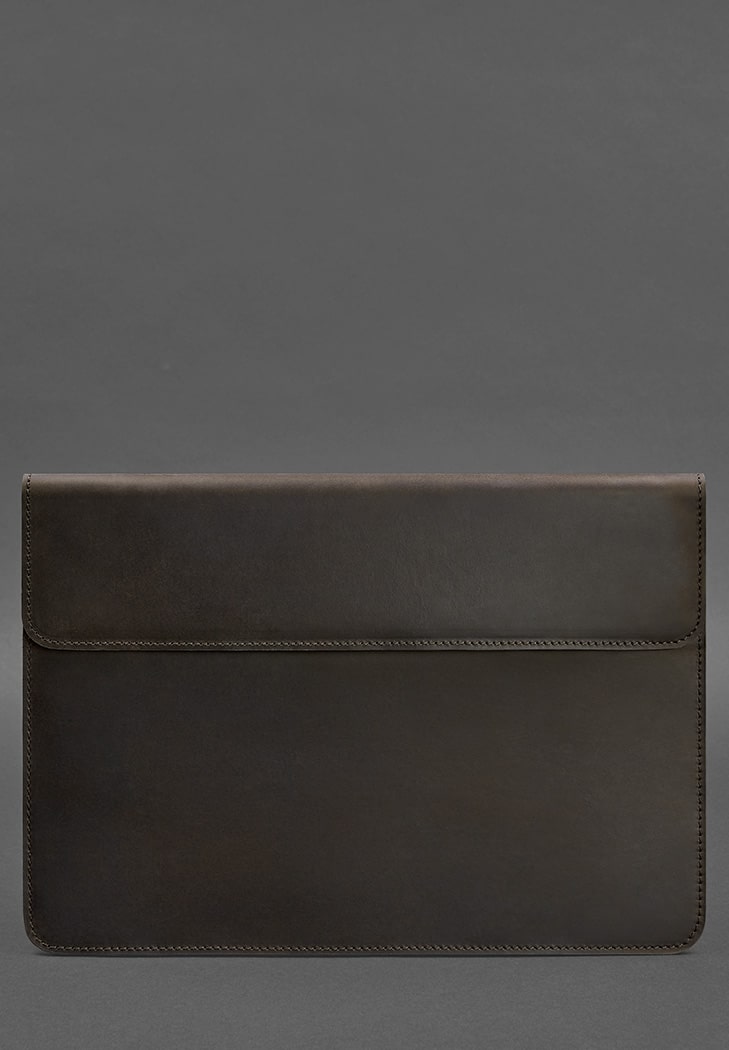 Кожаный чехол-конверт на магнитах для MacBook 15 дюйм Темно-коричневый BlankNote