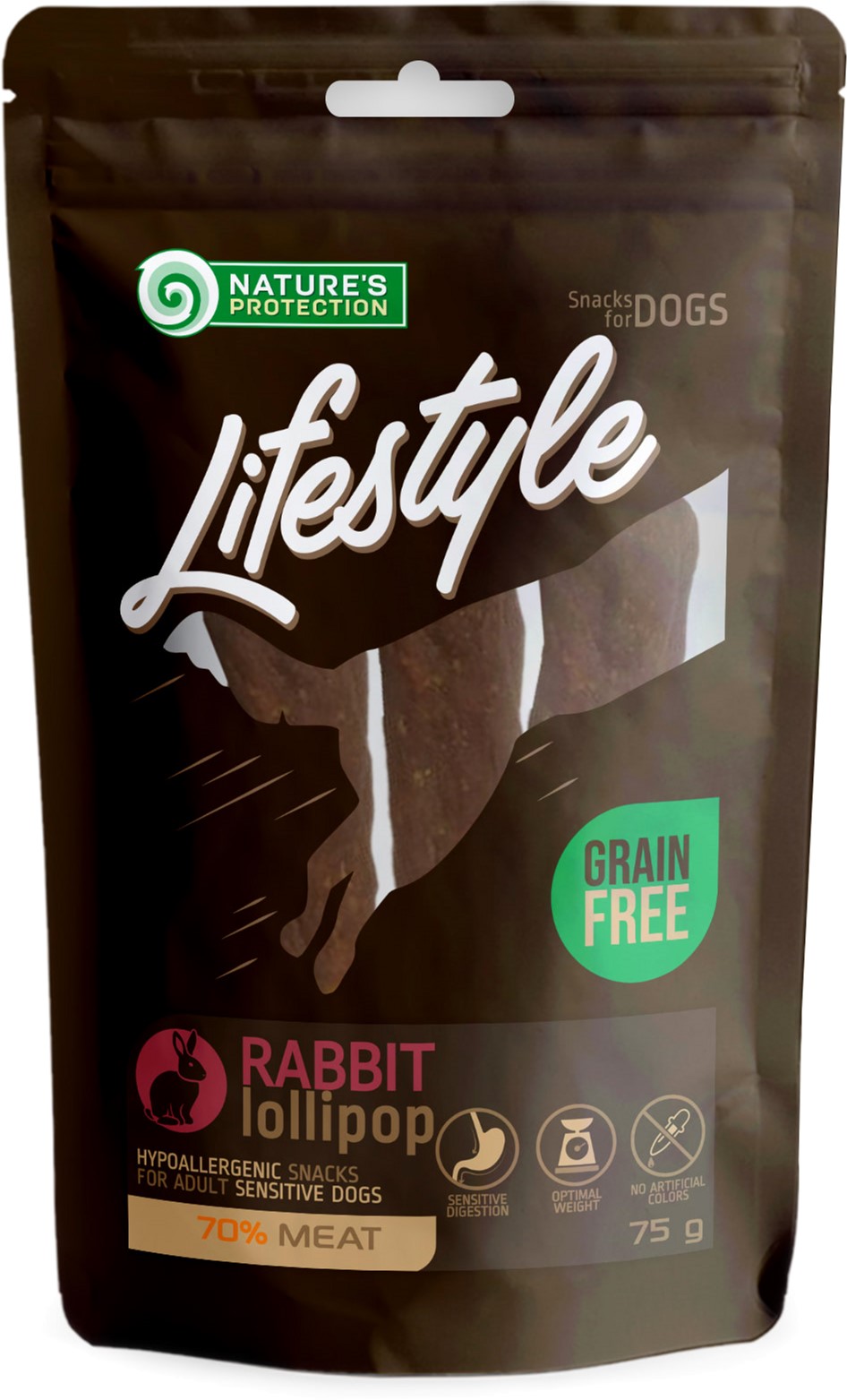 Лакомство для собак палочки с мясом кролика Nature's Protection Lifestyle Snack For Dogs Rabbit Lollipop 75 г (SNK46130) (4771317461308)