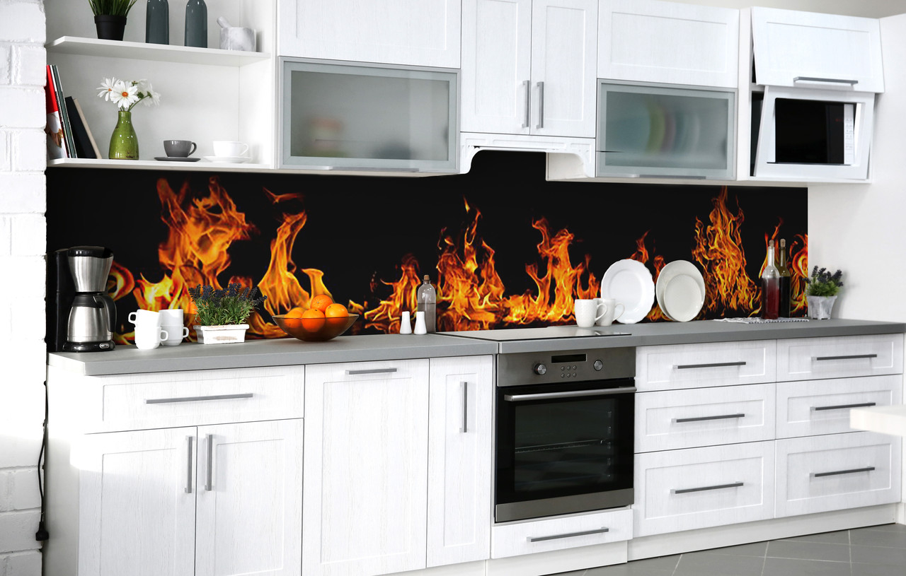 Наклейка на скинали Zatarga на кухню «Языки пламени» 600х2500 мм виниловая 3Д наклейка кухонный фартук самоклеящаяся