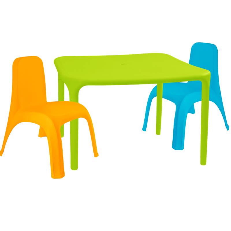 Дитячий стіл для творчості + 2 стільці Різнокольорові (18-100-15)