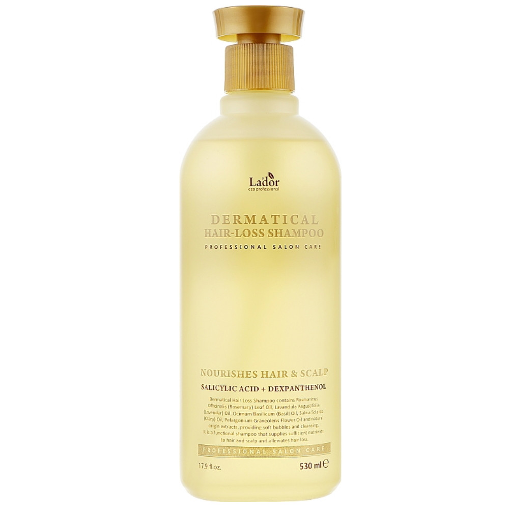 Безсульфатный украпляющий шампунь от выпадения волос Lador Dermatical Hair Loss Shampoo 530 мл (8809353531924)