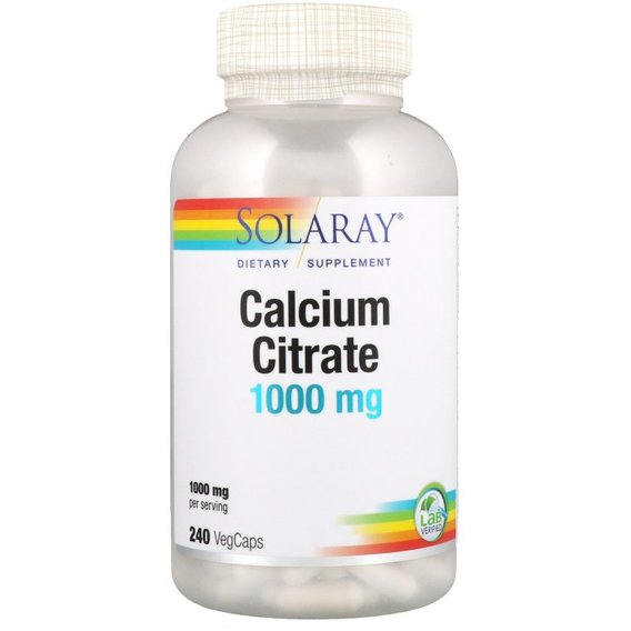 Микроэлемент Кальций Solaray Calcium Citrate 1000 mg 240 Veg Caps SOR-45852