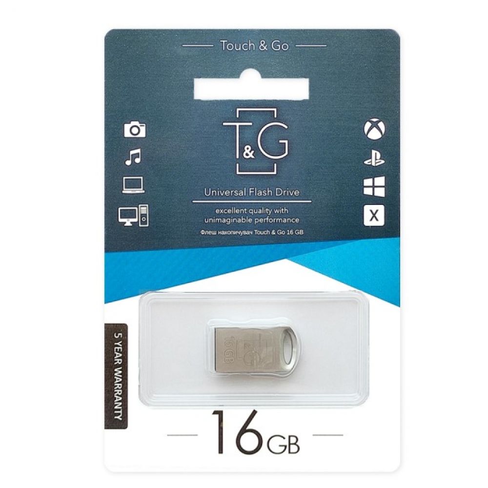 Флеш пам'ять T&G USB 2.0 16GB Metal 105 Steel
