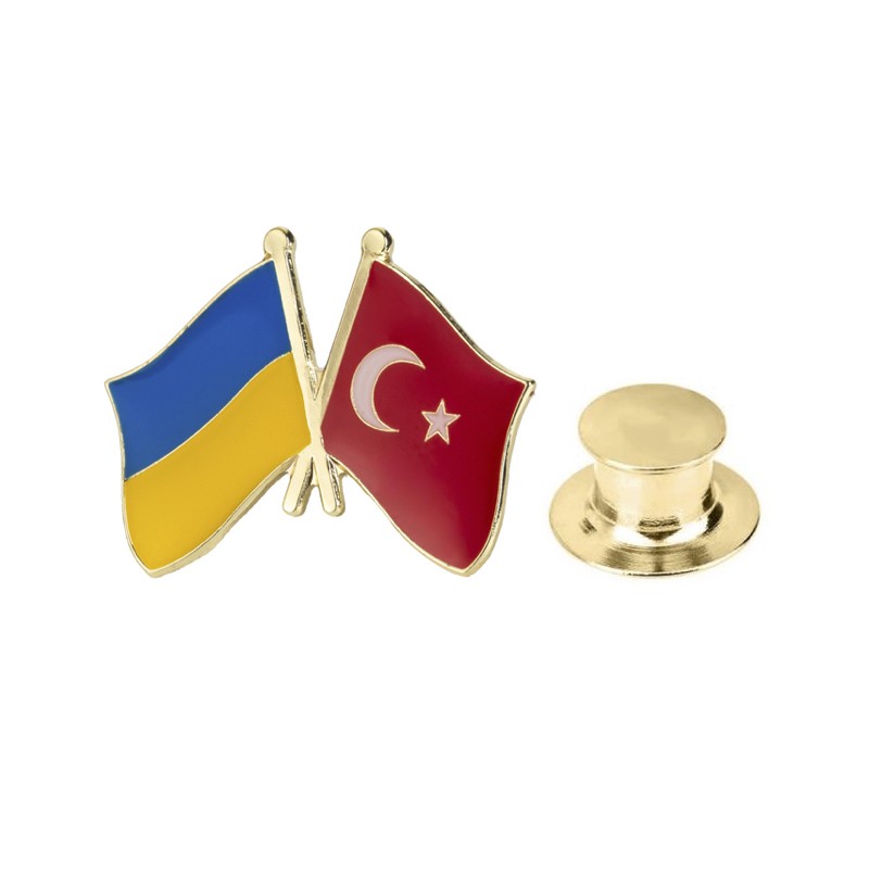 Значок BROCHE Флаг Украина-Турция разноцветный BRGV112797
