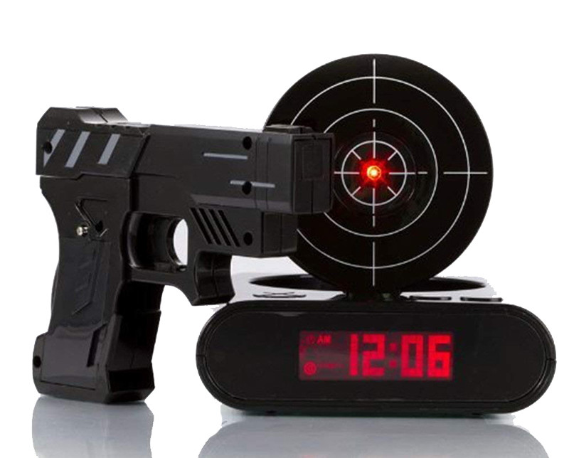 Будильник SUNROZ Gun Alarm Clock с мишенью Черный (SUN3415)