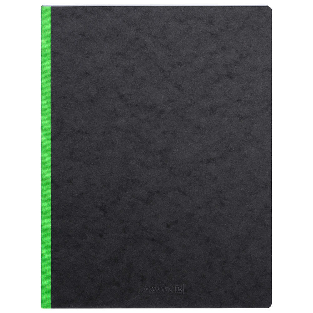 Блокнот А4 черный нелинованный Brunnen FACT!plus 96 листов зеленый корешок