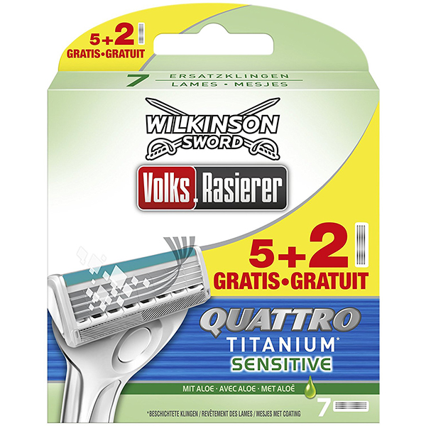 Сменные кассеты для бритья Wilkinson Sword Quattro Titanium Sensitive - 5+2  шт (1014)