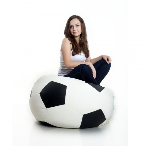 Крісло М'яч Coolki 100 см Чорний з білим (Оксфорд 600D PU)