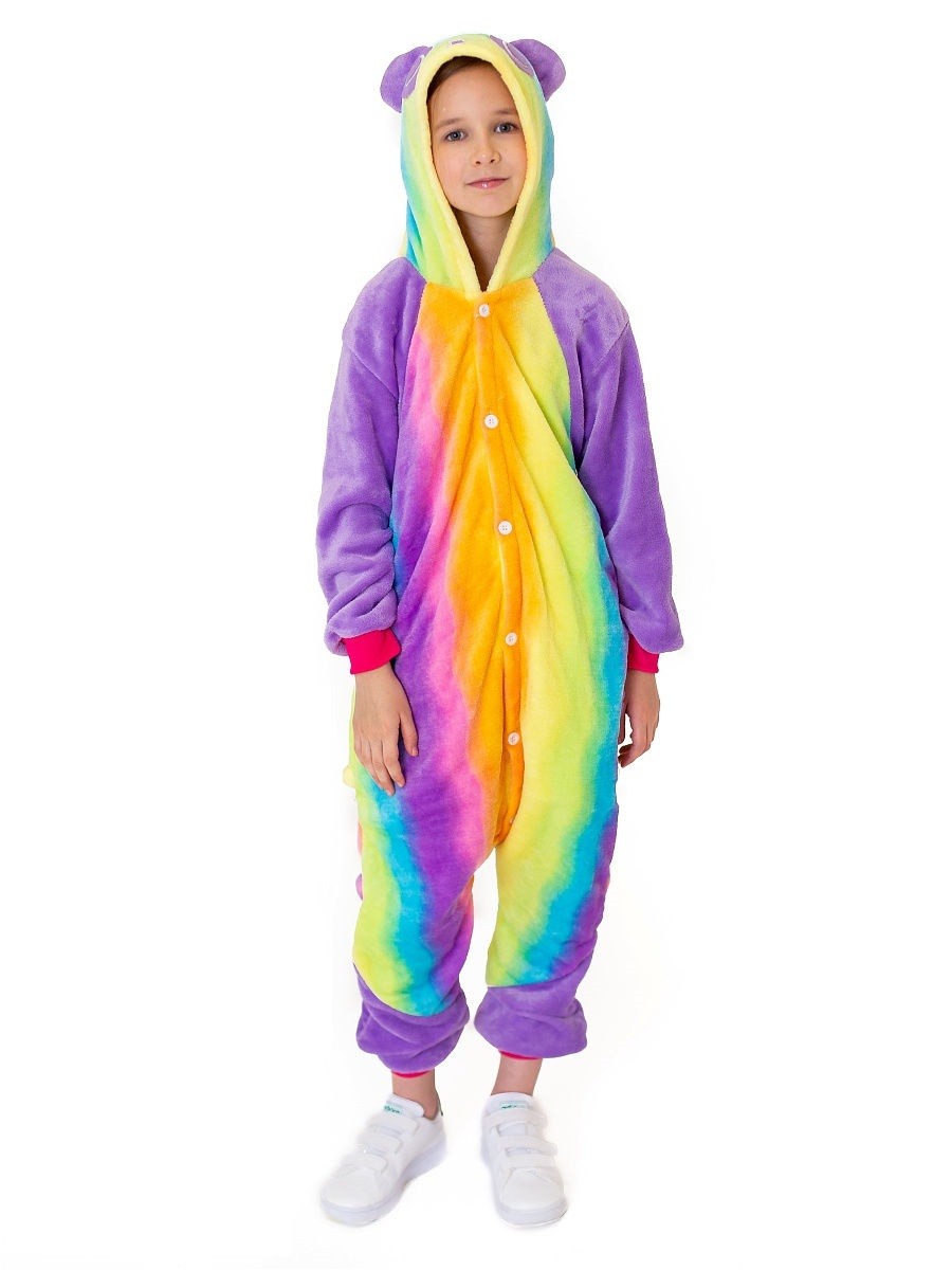 Пижама кигуруми детская Jamboo Панда радужная 120 см Разноцветный (J401244)