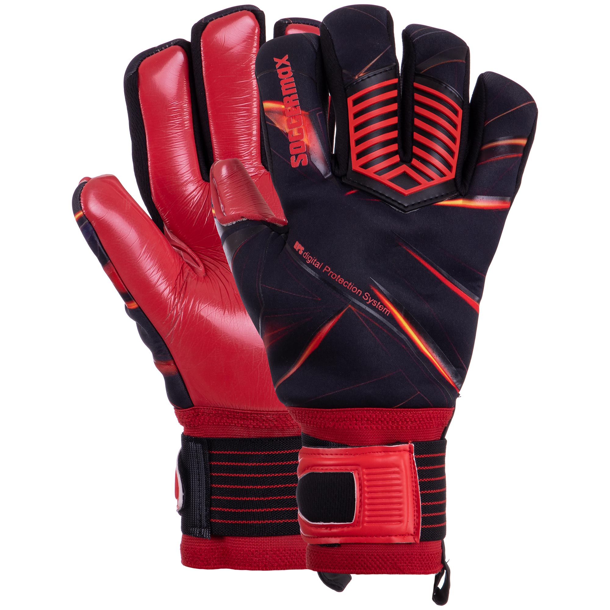 Перчатки вратарские SOCCERMAX GK-016 10 Черный-красный