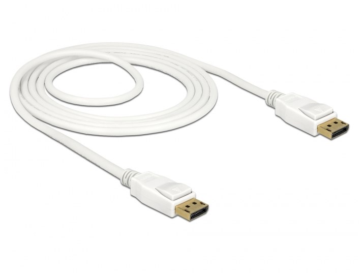 Кабель монітора-сигнальний Delock DisplayPort M/M  1.5m v1.2 4K@60Hz 19pin D=7.3mm Cu білий (70.08.5509)