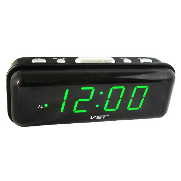 Настільний годинник з будильником, цифровий, світлодіодний, VST 738, колір індикації - зелений