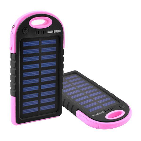 Портативний зарядний пристрій Power Bank Solar ES500 8000 mAh 2USB із сонячною батареєю та ліхтариком Pink (my022-hbr)