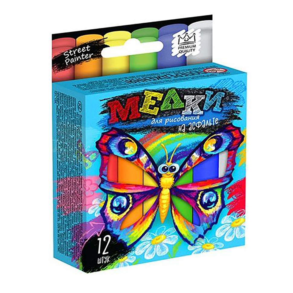 Мел для рисования на асфальте Danko Toys MEL-02-03 12 шт тонкий рус