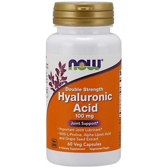 Гиалуроновая кислота NOW Foods Hyaluronic Acid Double Strength 100 mg 60 Veg Caps