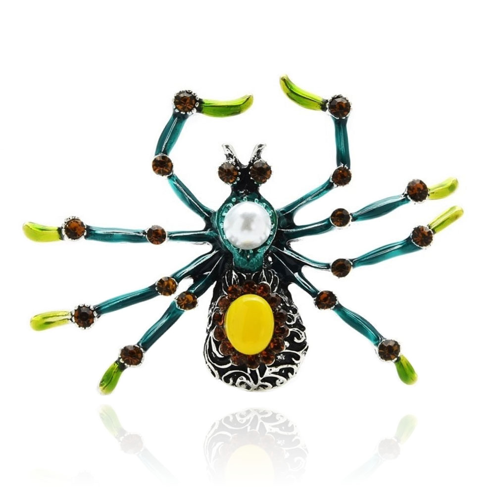 Брошь-подвеска BROCHE Паук Айко зелёная BRBF111675