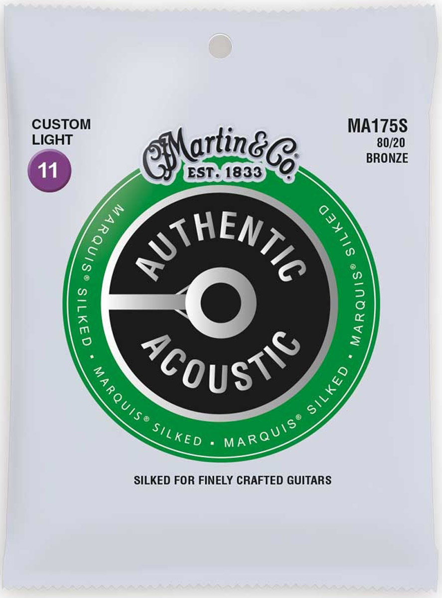 Струни для акустичної гітари Martin MA175S Marquis Silked 80/20 Bronze Acoustic Guitar Strings Custom Light 11/52