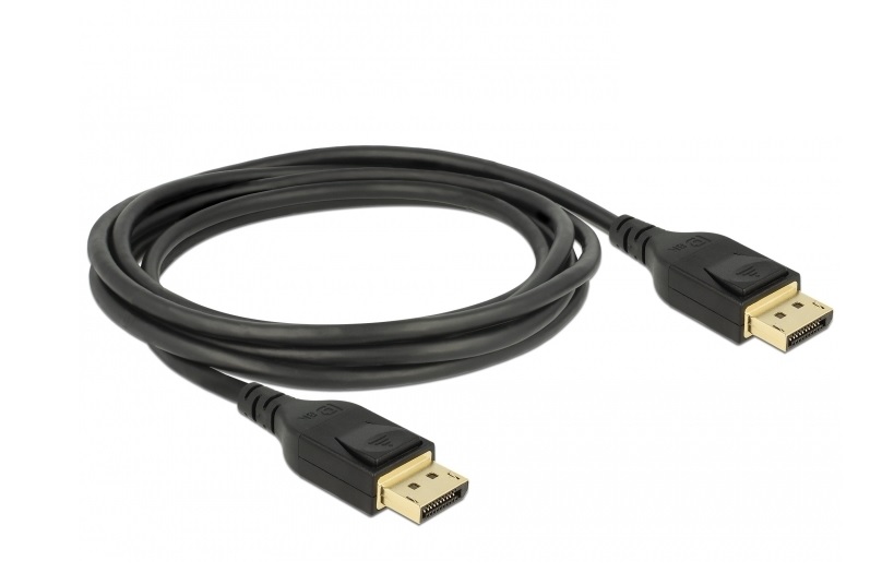 Кабель монітора-сигнальний Delock DisplayPort M/M  2.0m v1.4 8K@60Hz 19pin D=4.5mm Sert. чорний (70.08.5660)