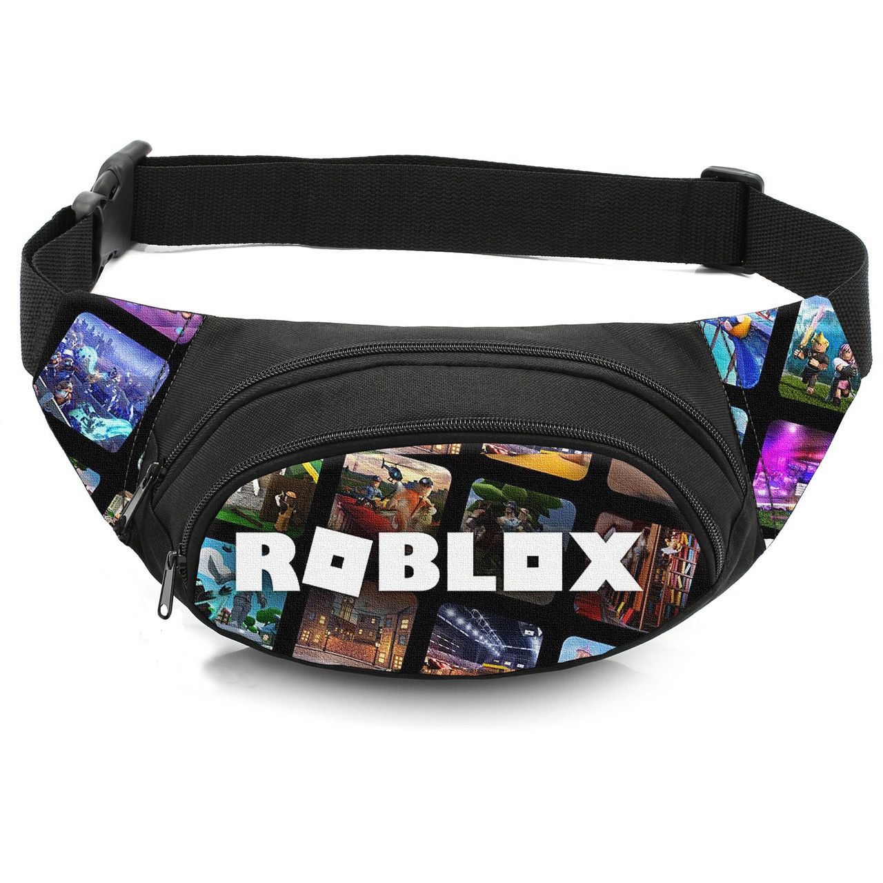 Дитяча сумка-бананка з принтом Roblox, чорна, 32х8х13 см