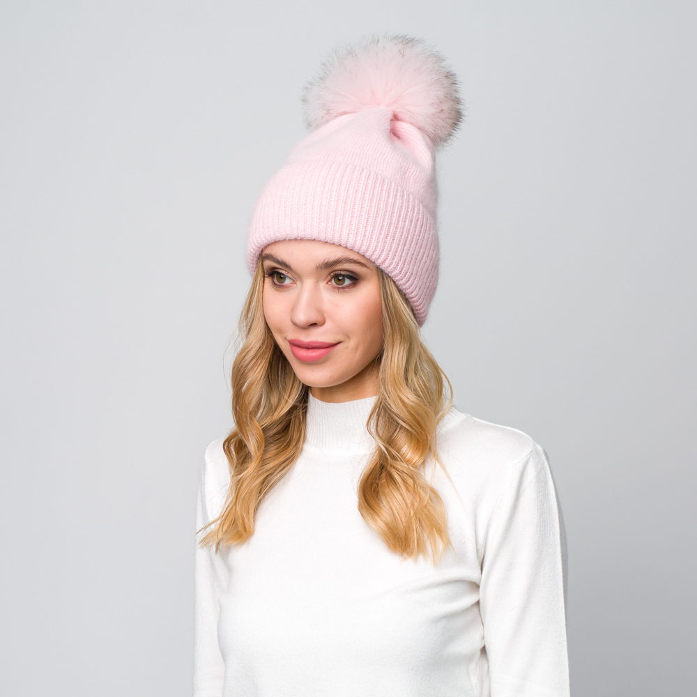 Шапка женская с помпоном 652-751 LuckyLOOK One Size Розовый