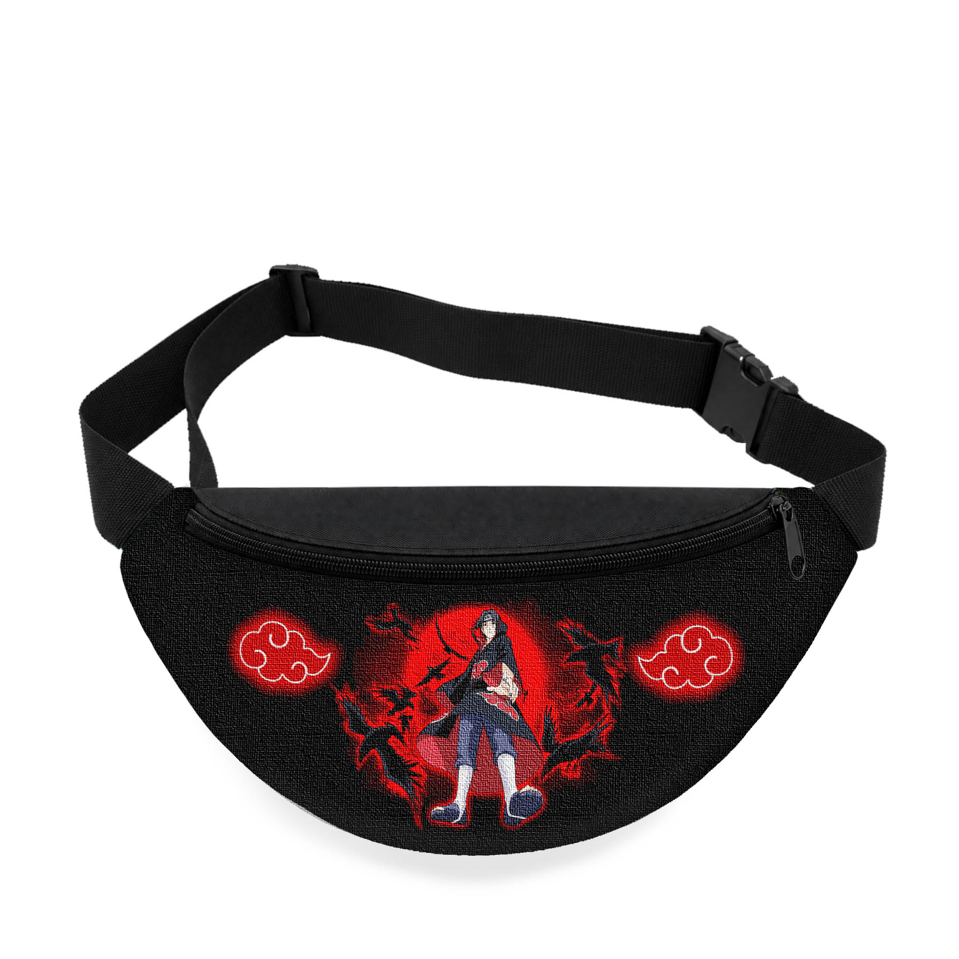 Дитяча сумка-бананка Naruto Akatsuki 32х15х7.5 см, чорна
