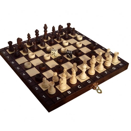 Комплект Madon шахи/шашки/нарди малі 26.5х26.5 см (с-142)