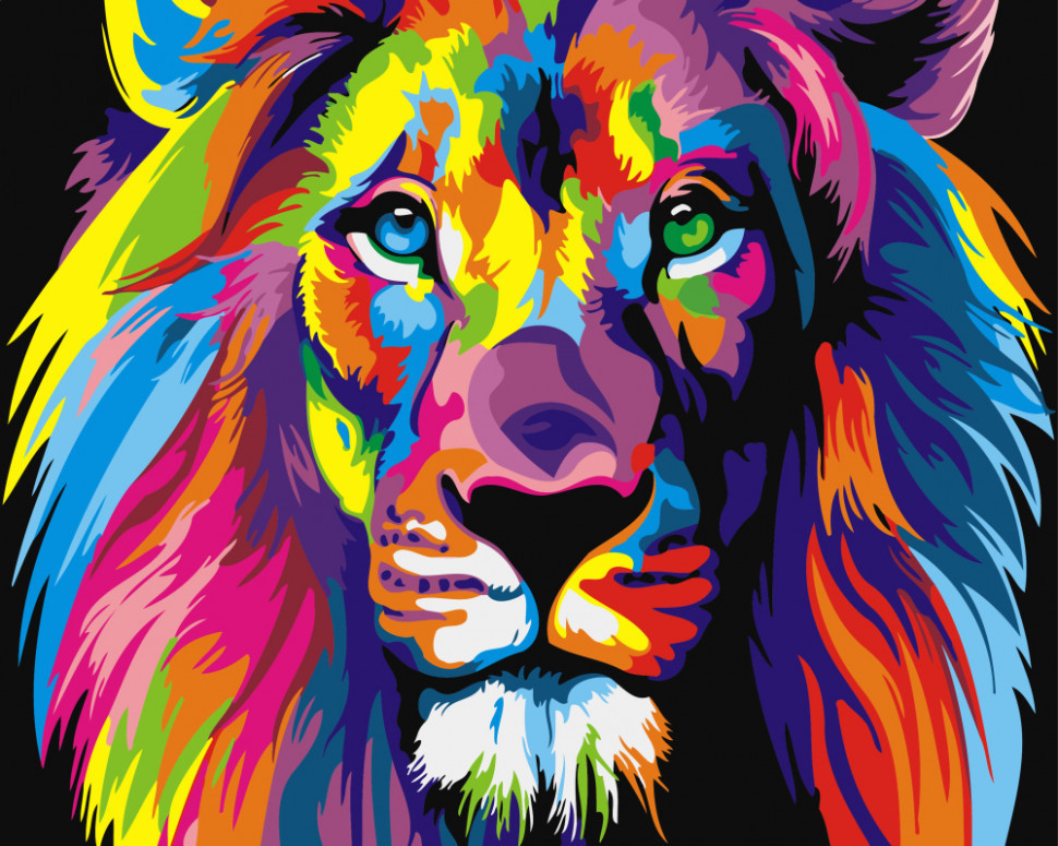 Картина по номерам BrushMe "Радужный лев" 40х50см GX8999
