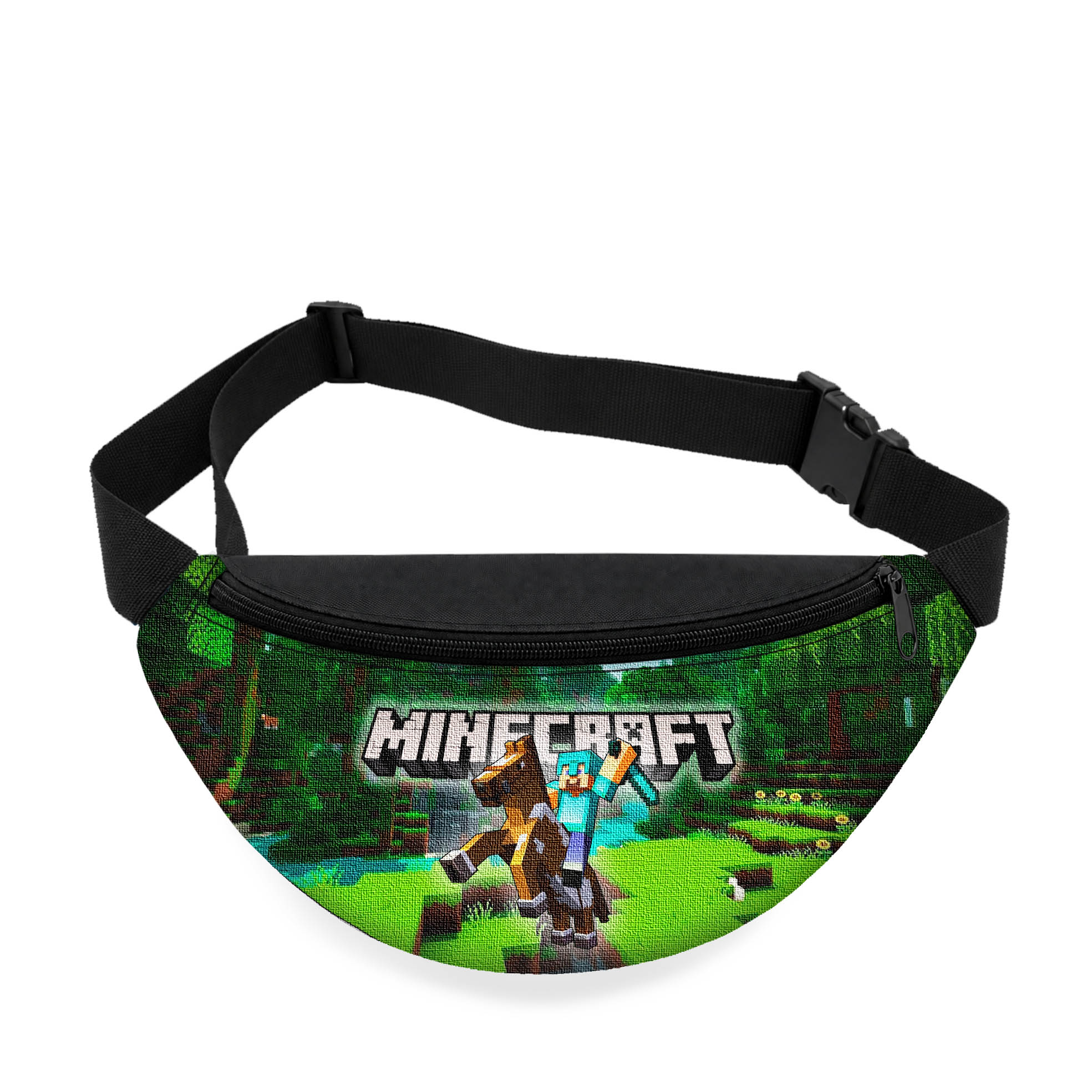 Дитяча сумка-бананка на пояс Minecraft, оксфорд, чорна, 32×15×7.5 см