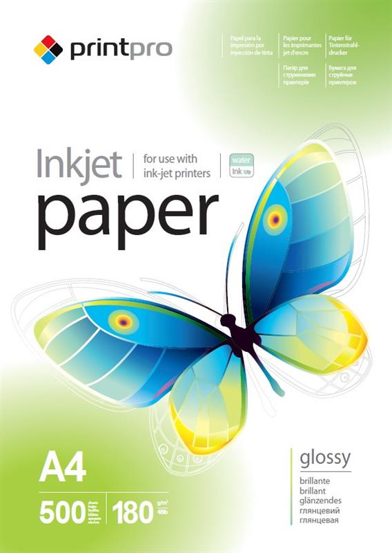Фотобумага PrintPro глянцевая 180г/м2 A4 500л (PGE180500A4)