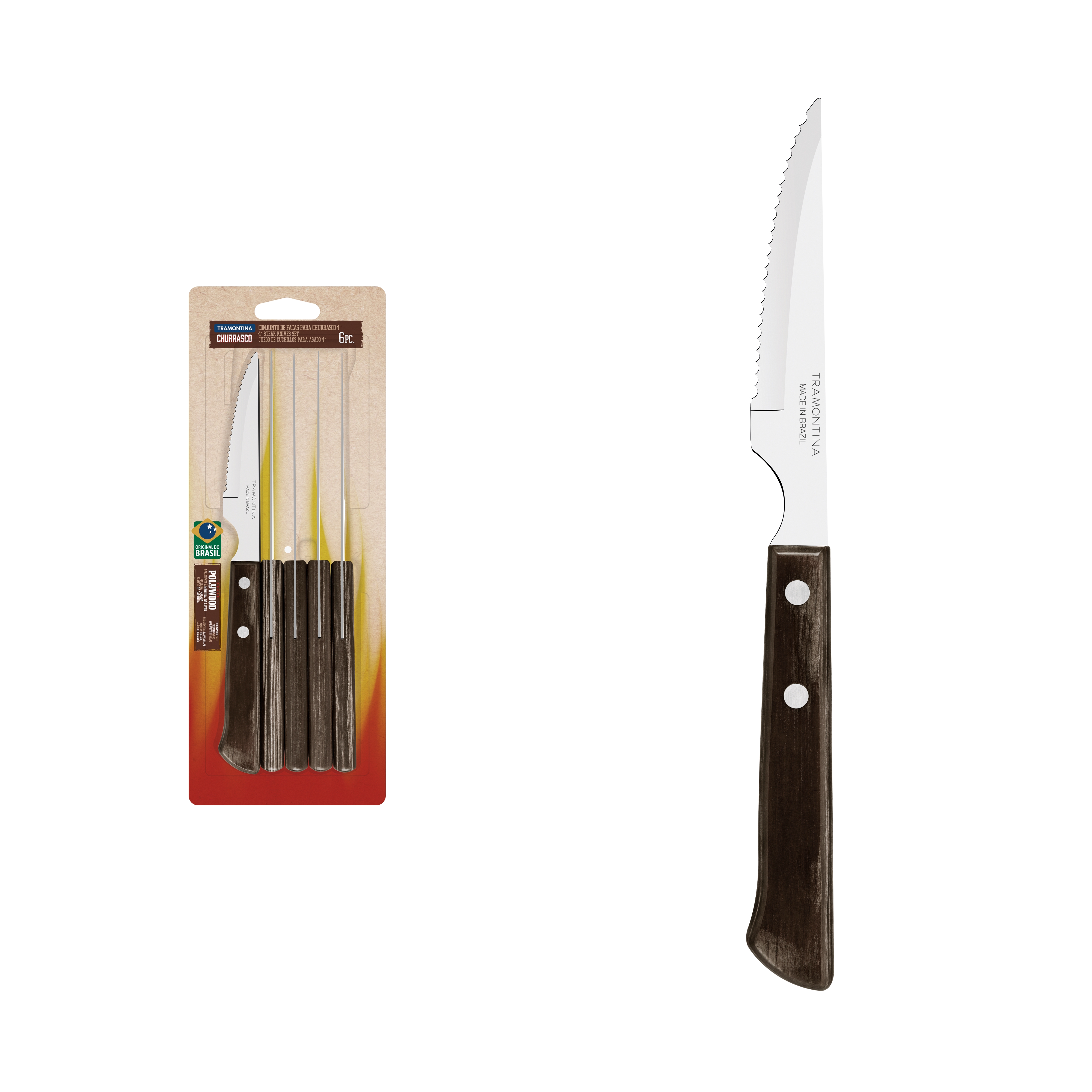 Набір ножів для стейку TRAMONTINA Barbecue Polywood, 101.6 мм (6584531)