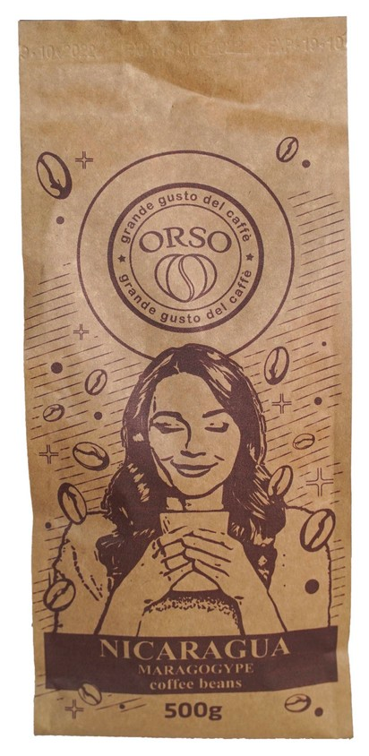 Свежеобжаренный кофе в зернах моносорт Orso Nicaragua Marogogipe 100% Арабика 8 шт х 500 г