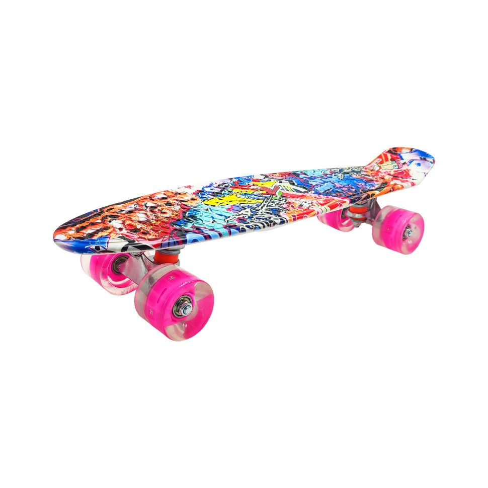Скейт "Пенни борд" Bambi SC20503 PU колеса со светом 56 см Розовый