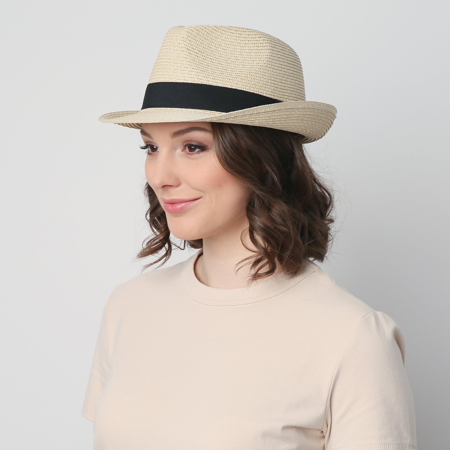 Шляпа унисекс трилбы LuckyLOOK 844-095 One size Бежевый