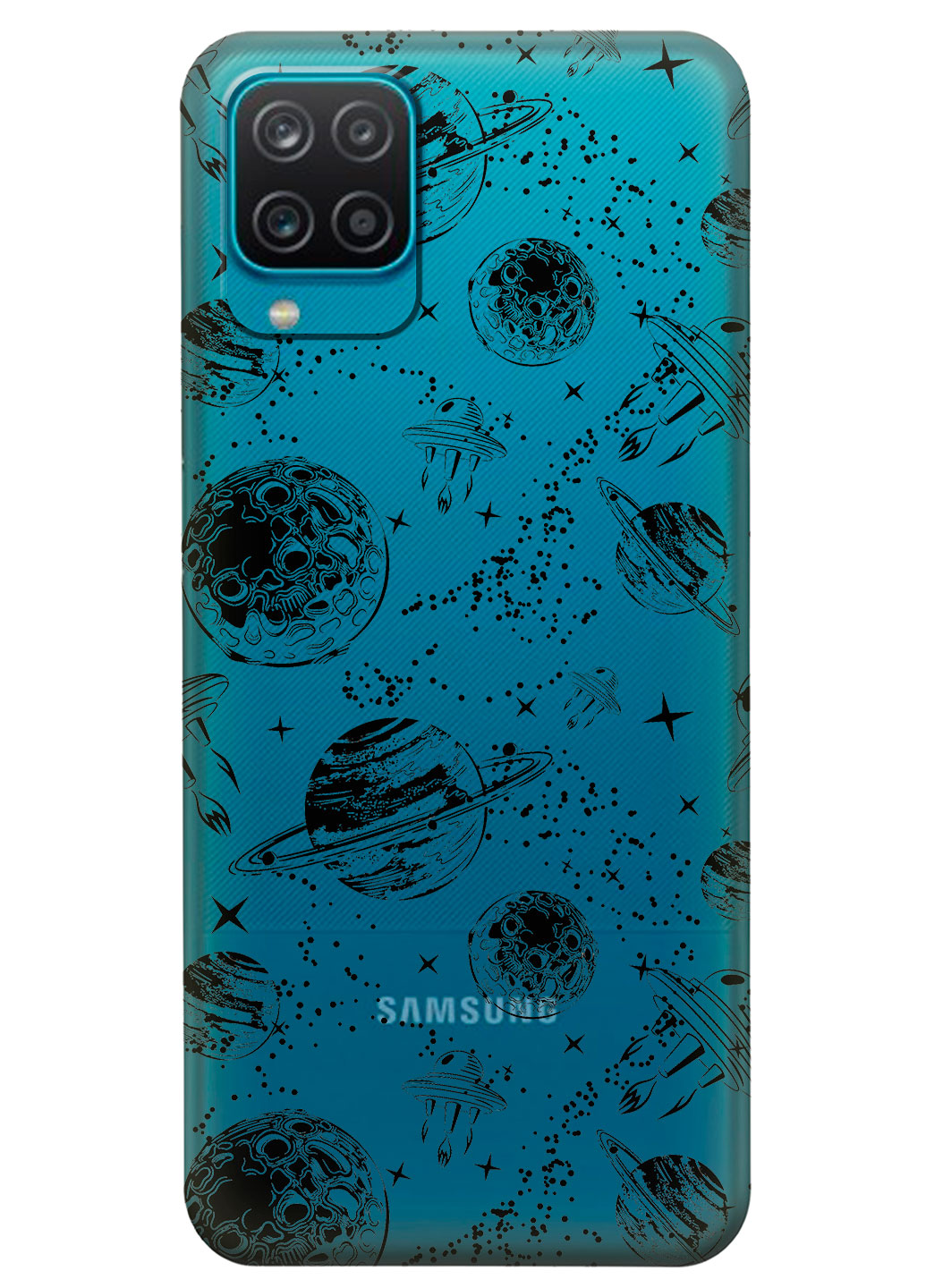 Прозорий силіконовий чохол iSwag для Samsung Galaxy M12 - Космос (KS14838)