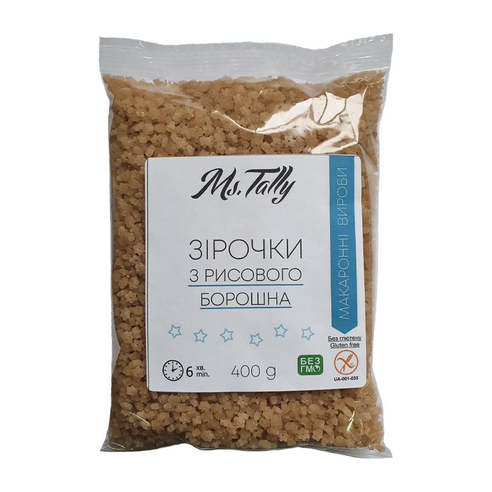Зiрочки з рисового борошна без глютену "Ms. Tally" 400 г