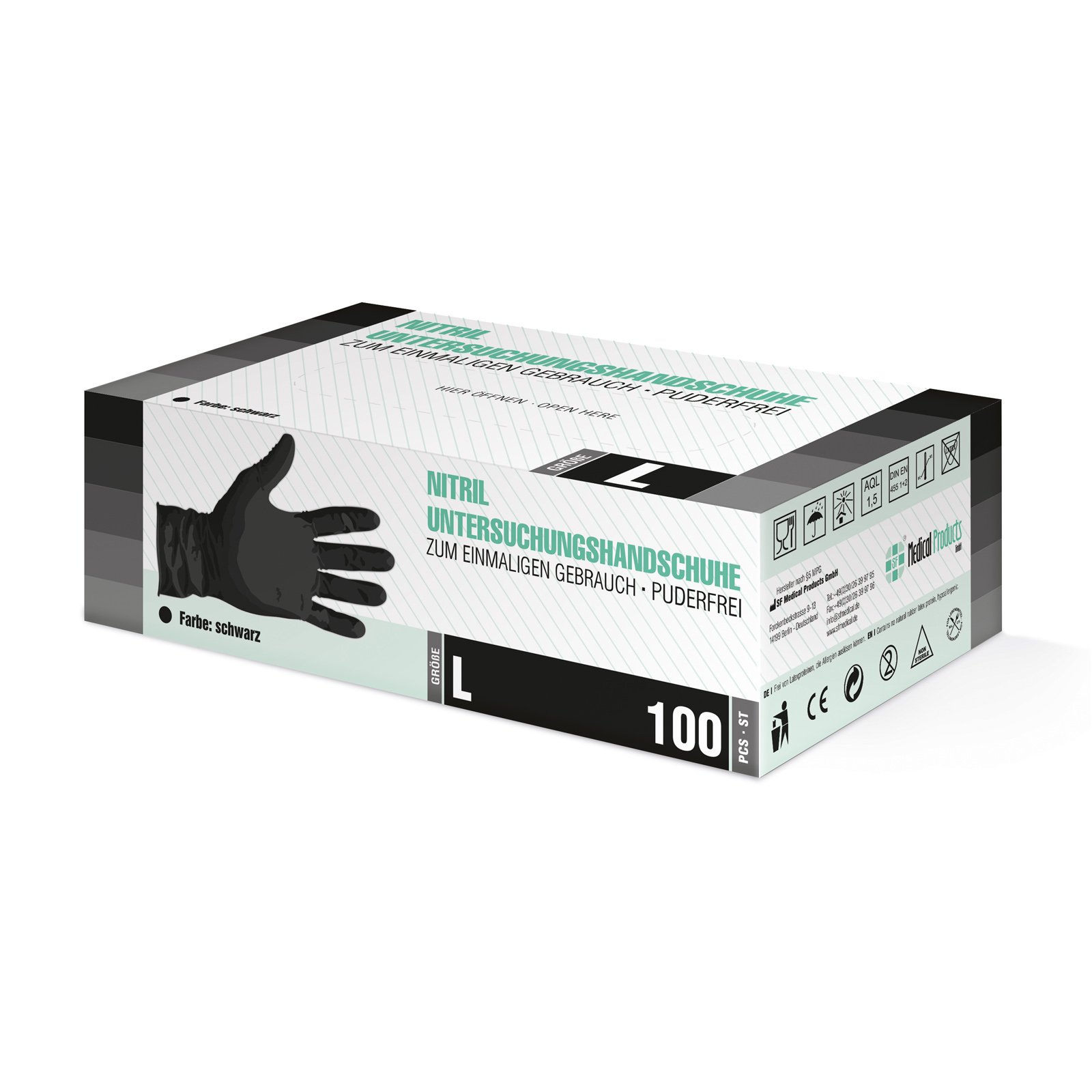Нітрилові рукавички SF Medical L 100 шт Чорний