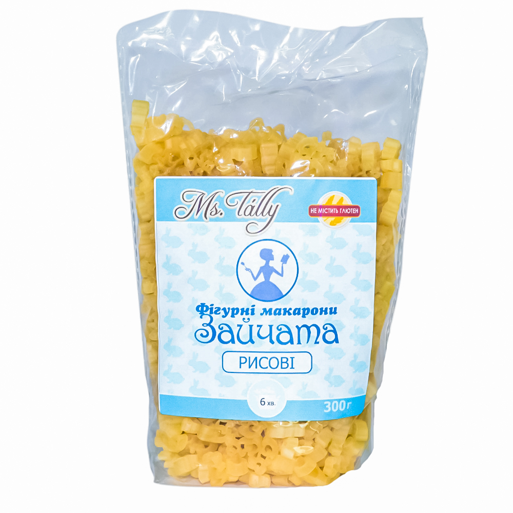 Фигурные макароны рисовые Зайчата без глютена Ms. Tally 300 г