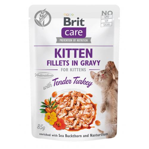 Вологий корм для котят Brit Care Cat pouch 85g (філе індички в соусі)