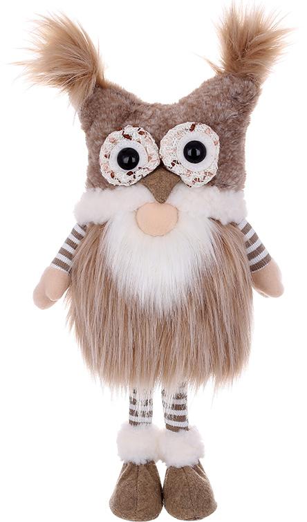 Декоративная игрушка Gnome with owl hat 46 см Коричнево-бежевый BonaDi DP232207