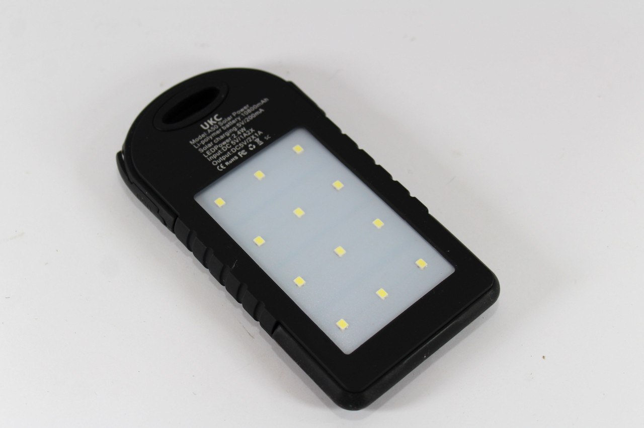 Внешний аккумулятор с солнечной батареей Power Bank UKC A50 10800 mAh Solar Black