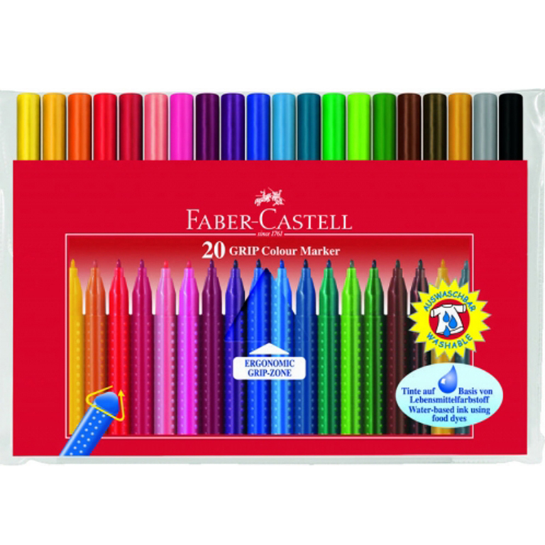 Фломастери Faber-Castell Grip 20 кольорів тригранні