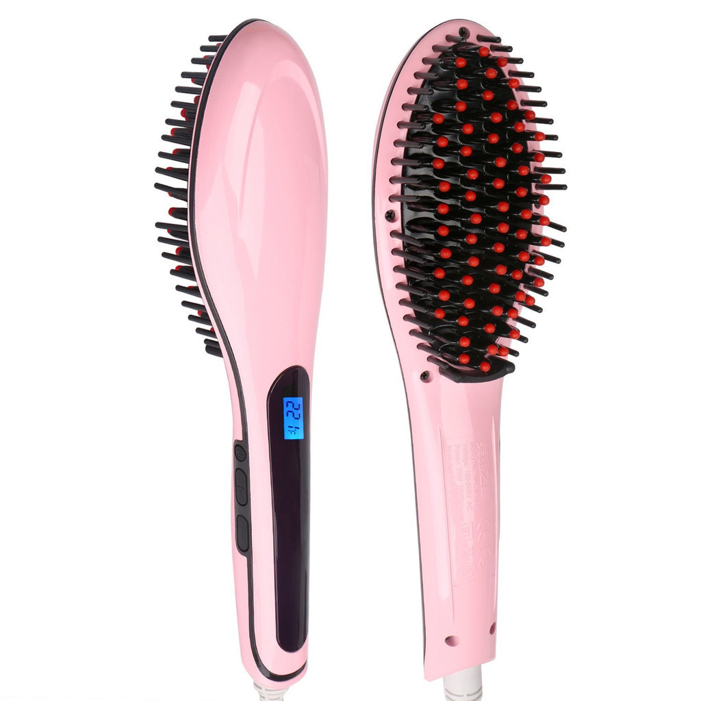 Гребінець-випрямляч електричний Fast Hair Straightener HQT-906 Рожевий (mt-245)