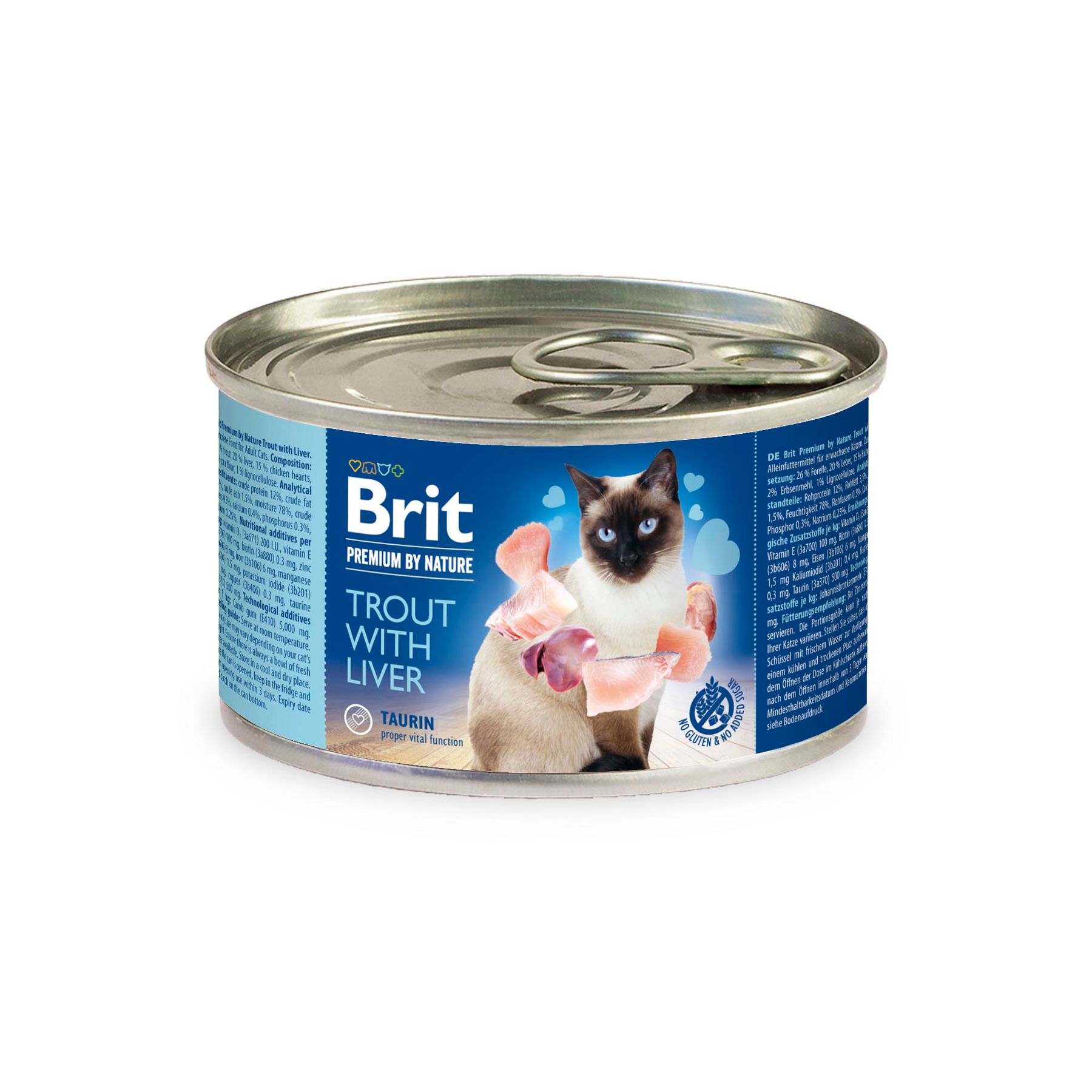 Влажный корм для кошек Brit Premium Trout  Liver 200 г, паштет с форелью и печенью