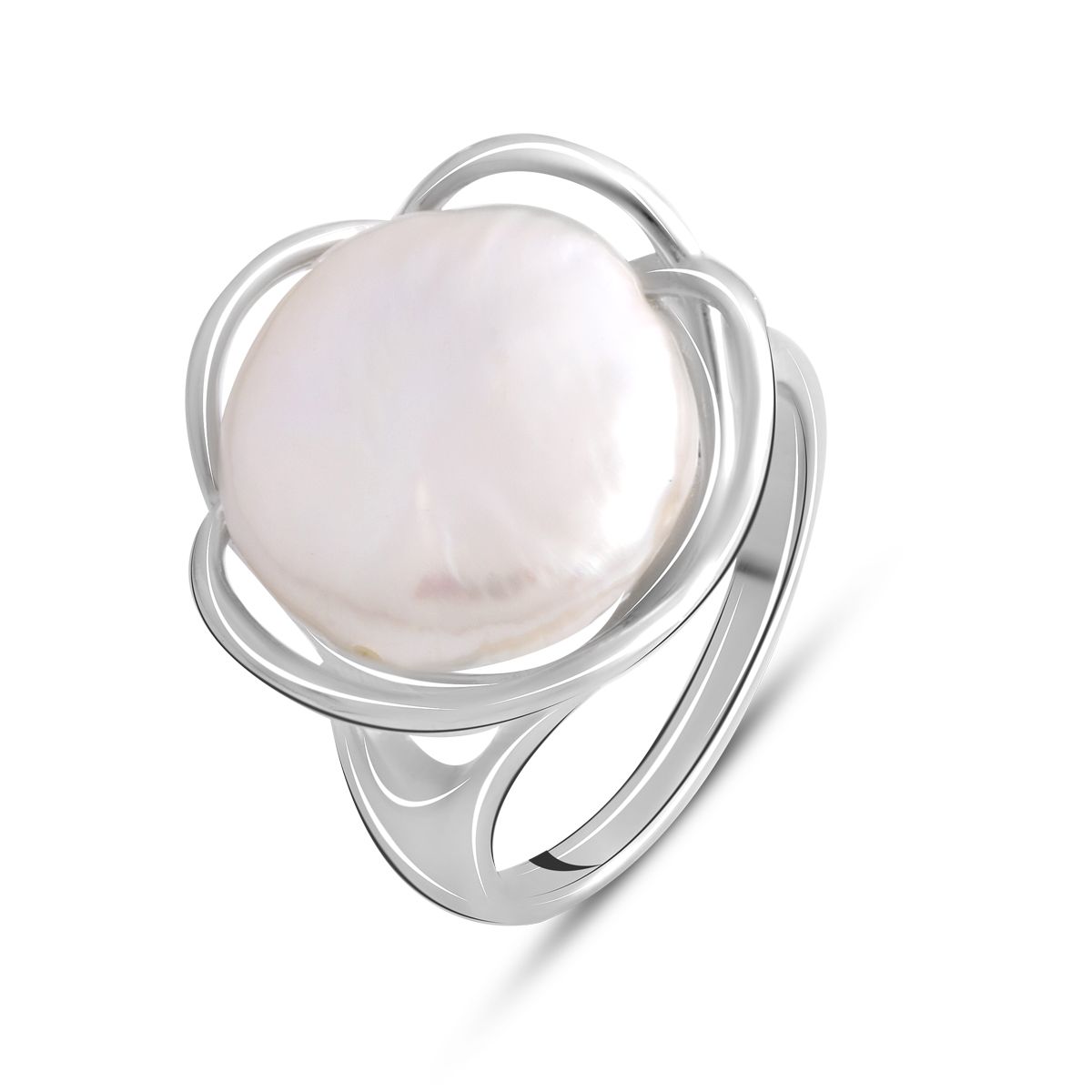 Серебряное кольцо SilverBreeze с натуральным жемчугом барочным (2079491) 17 размер