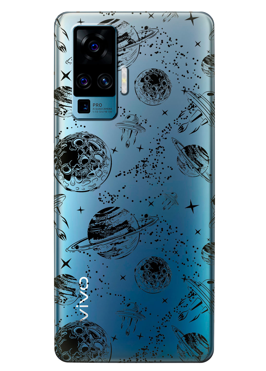 Прозрачный силиконовый чехол iSwag для Vivo X50 Pro с рисунком - Космос (KS8613)