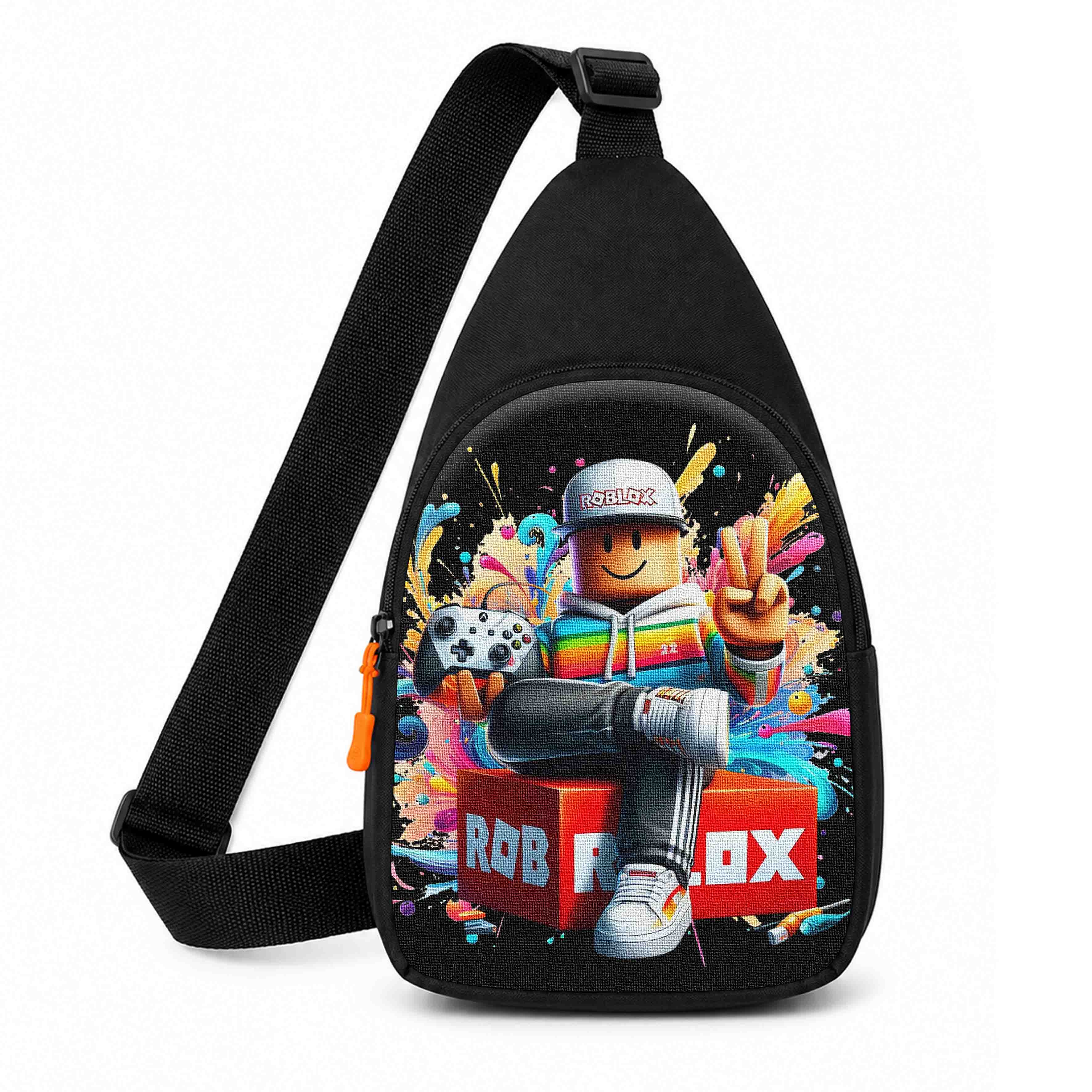 Дитяча сумка-слинг Roblox з принтом, поліестер Оксфорд, водонепроникна, 29x17x5 см, чорна
