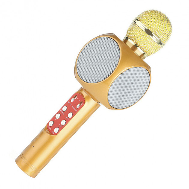 Беспроводной портативный микрофон Micgeek WS-1816 для караоке с подсветкой Bluetooth Gold (3269-9590)
