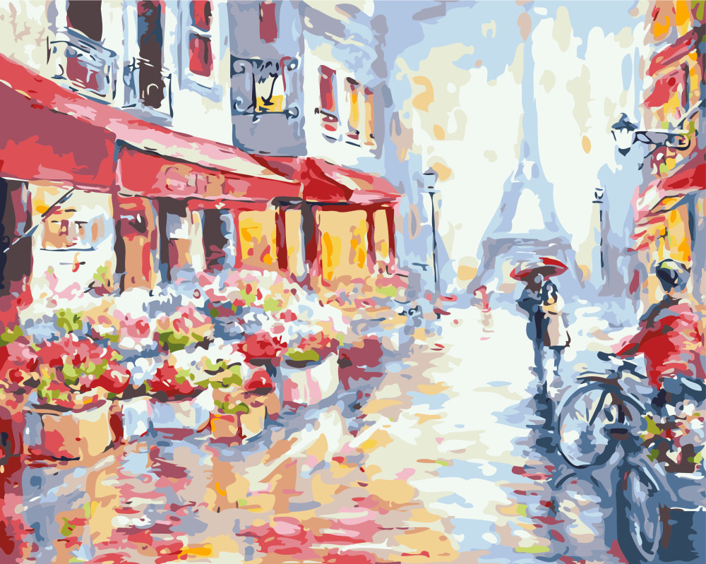 Картина за номерами BrushMe "Квіткова вулиця в Парижі" 40х50см GX7959