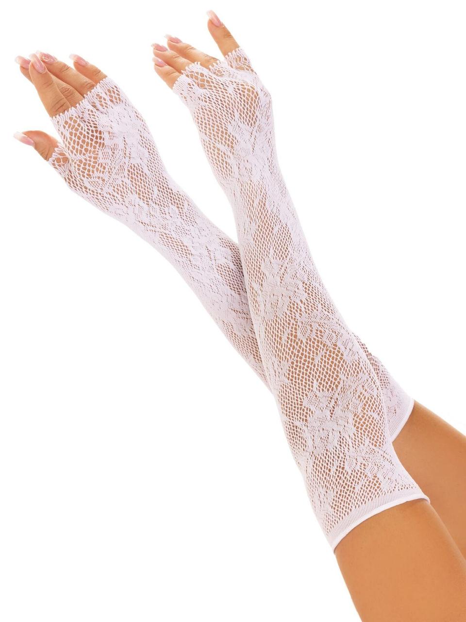 Митенки Leg Avenue Lace Opera Length Fingerless Gloves One Size White SX1058